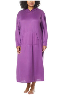 Comfort Code Women's Brushed Knit Hooded Maxi Lounger Wood Violet - Regular